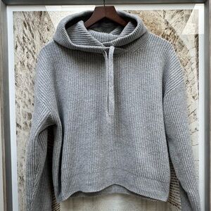 GAP Gray Ribbed Women's Hooded Sweater